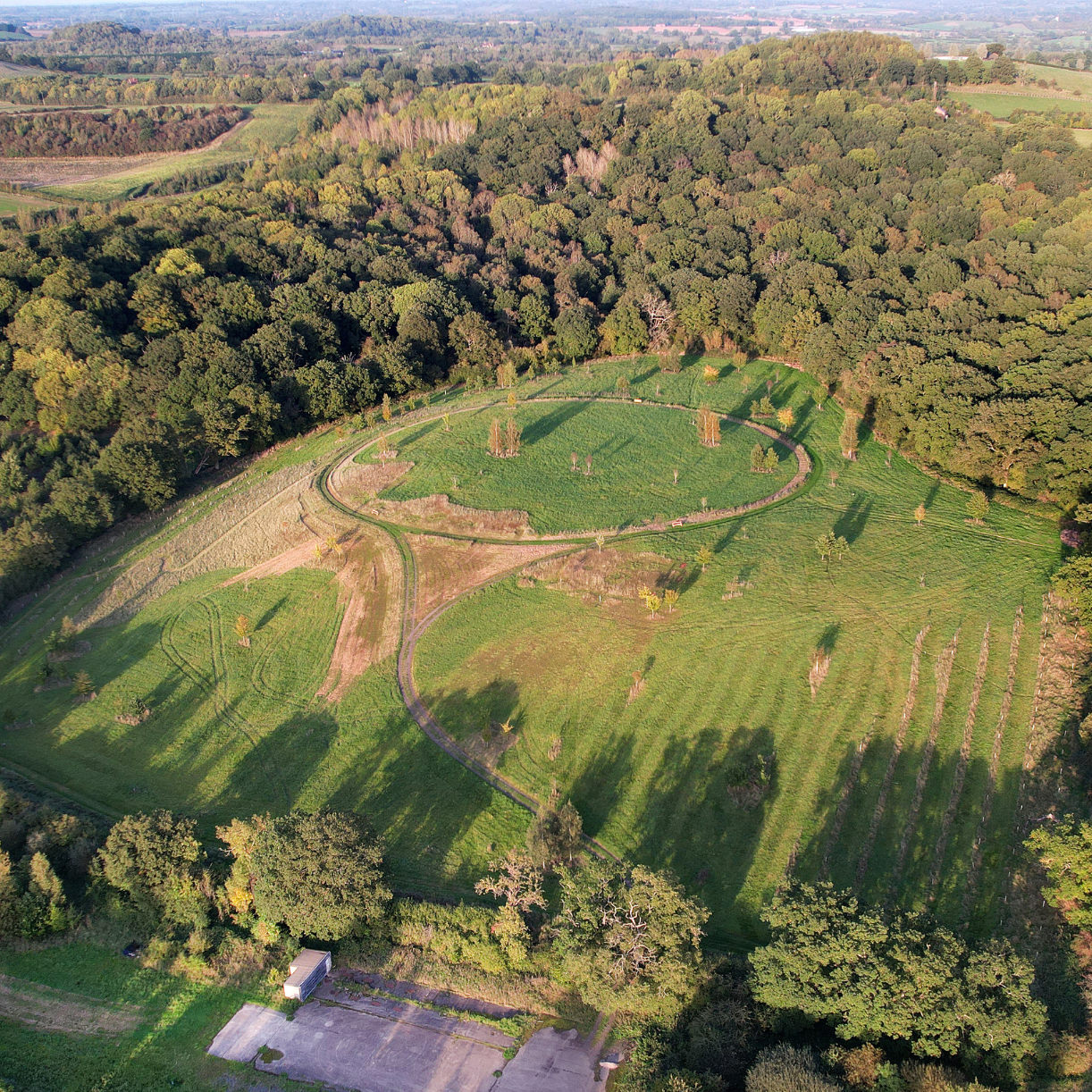 An aerial view of Alne Wood Park Natural Burial Ground