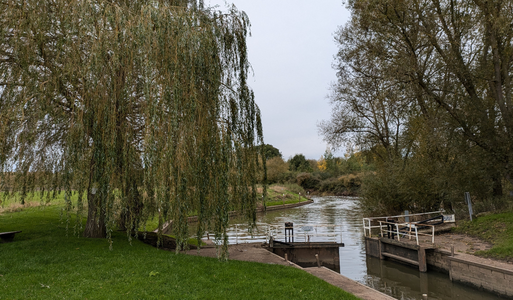 The path running adjacent to the River Avon along the riverside trail walk