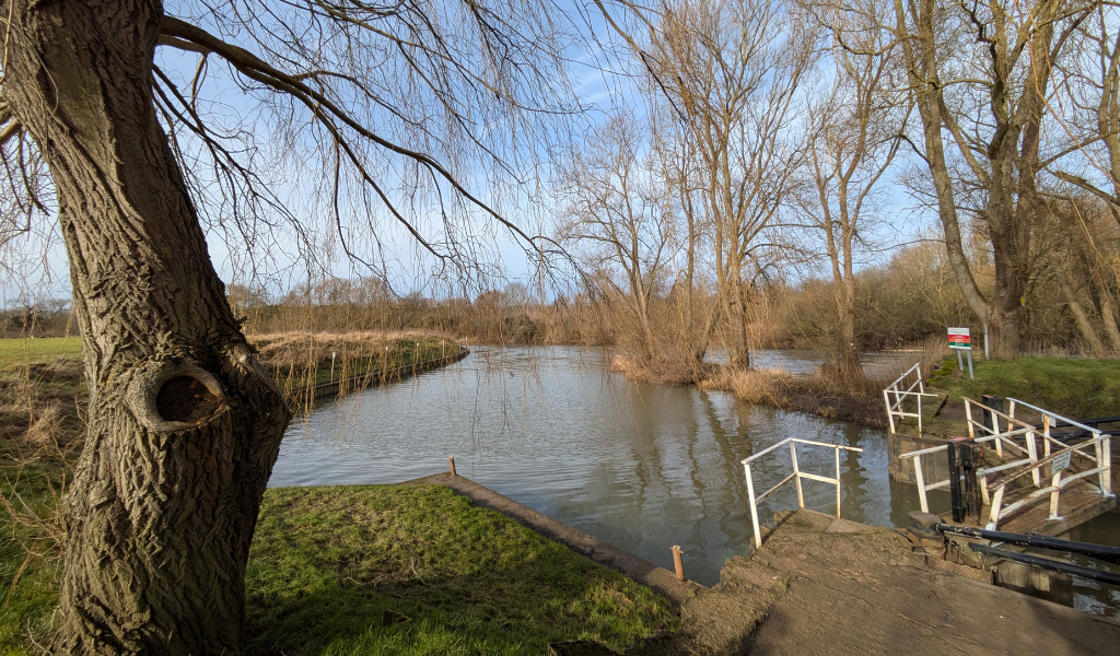 The path running adjacent to the River Avon along the riverside trail walk