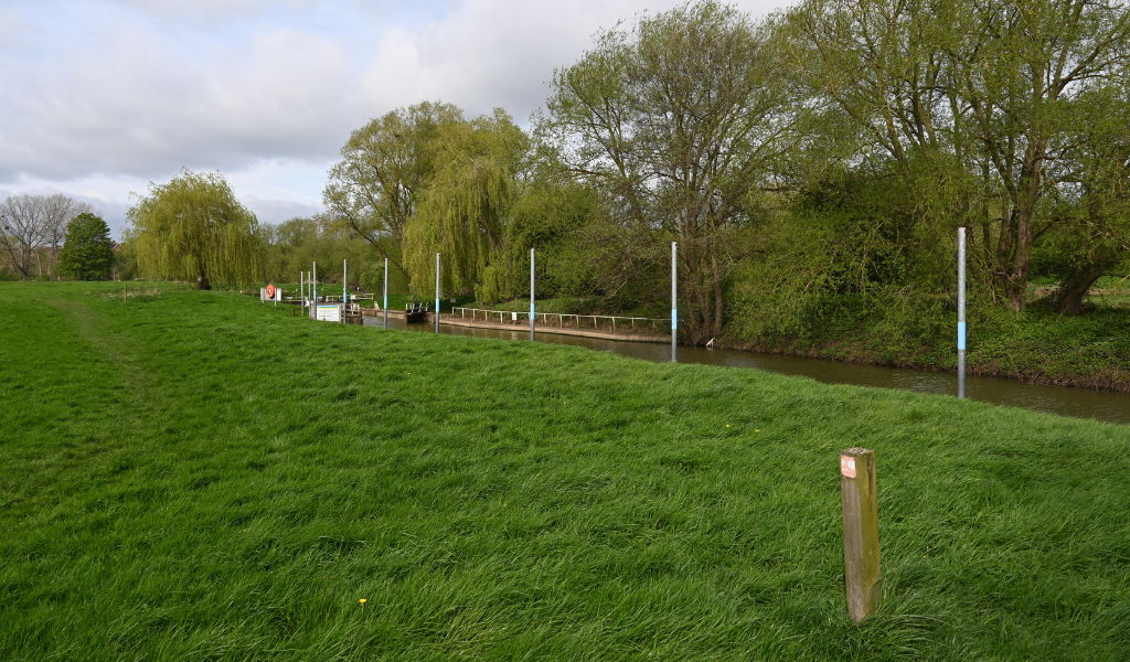 A footpath running adjacent to the River Avon along the riverside trail