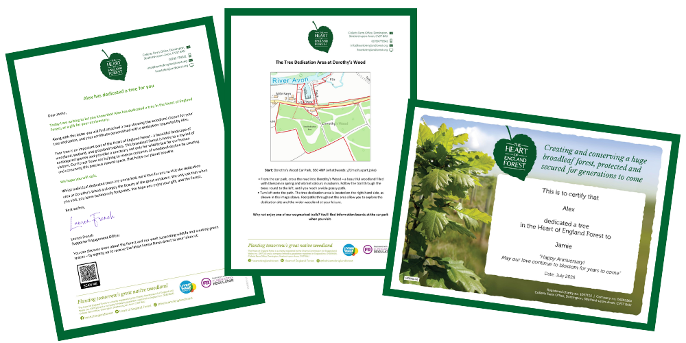 The Dedicate a Tree dedication pack
