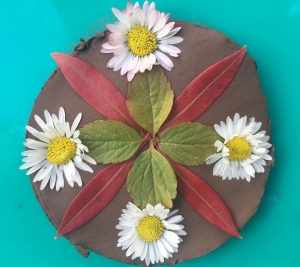 A handmade mandala out of natural items