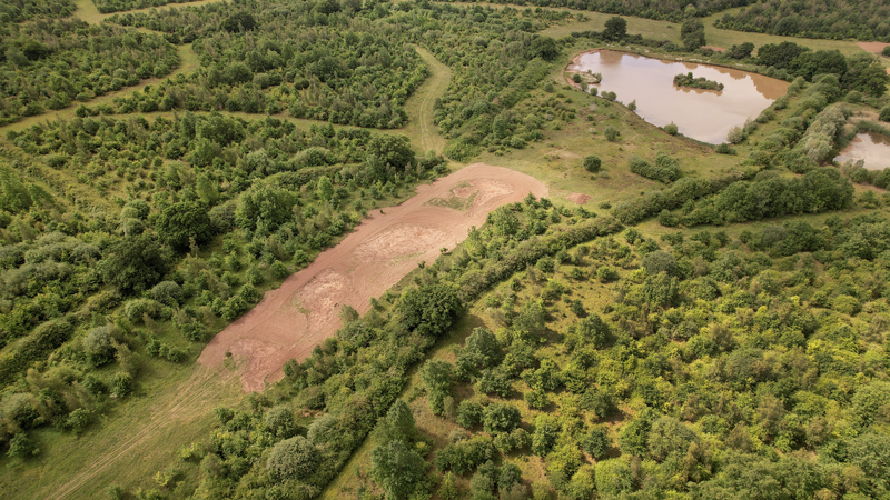 A drone image of Middle Spernal after a scrape has been created 