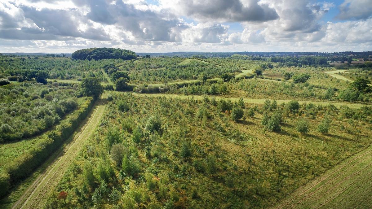 An aerial view of Spernal and Windmill Hill