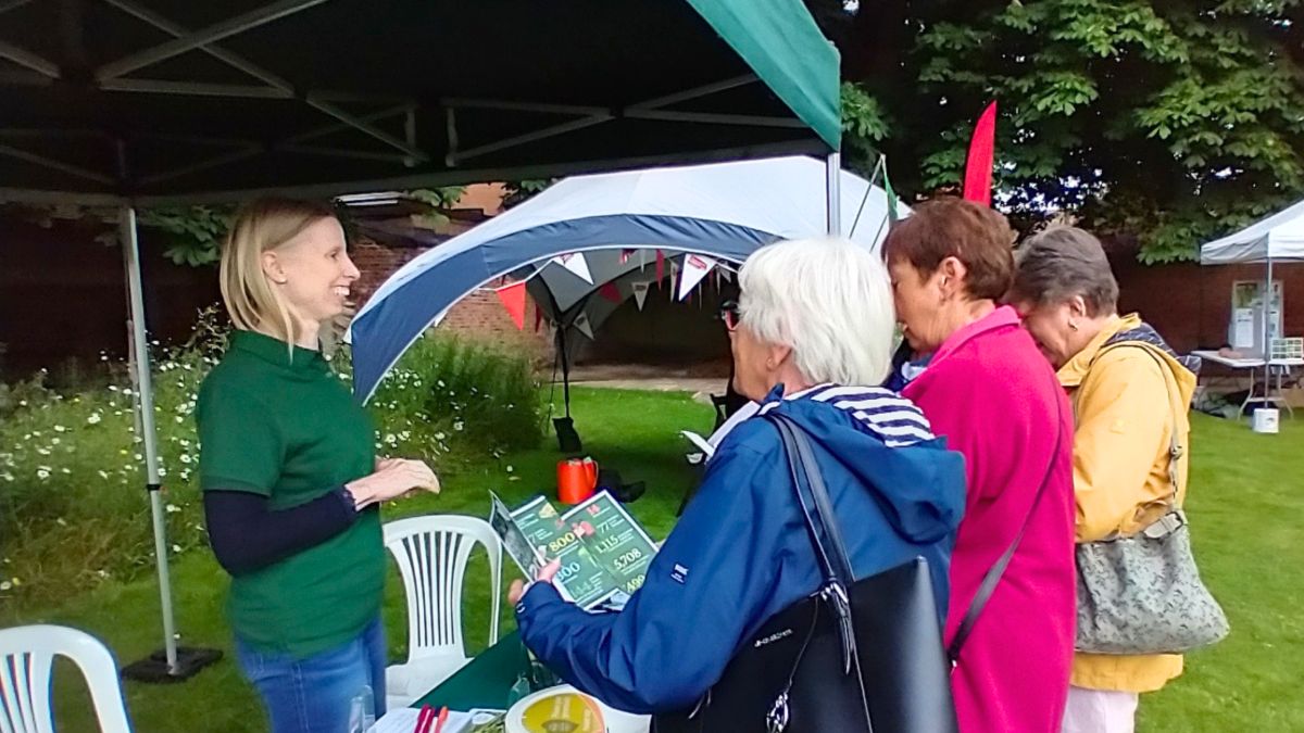 Abby talking about the charity to visitors to the Forest