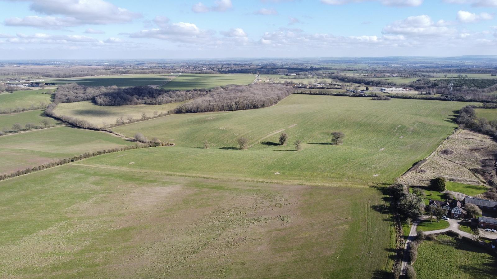 Ariel shot of new land acquired in Bearly and Pathlow