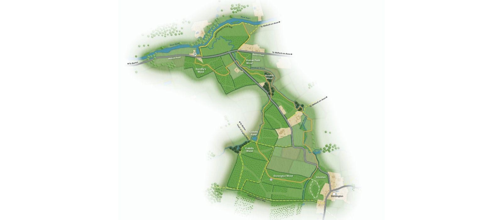 Map showing Founder's Walk trail