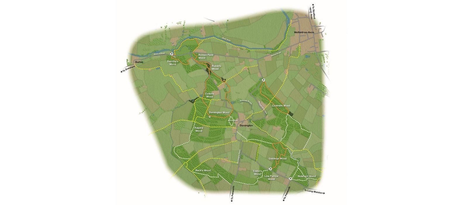 Map showing the Dorsington area of the Forest