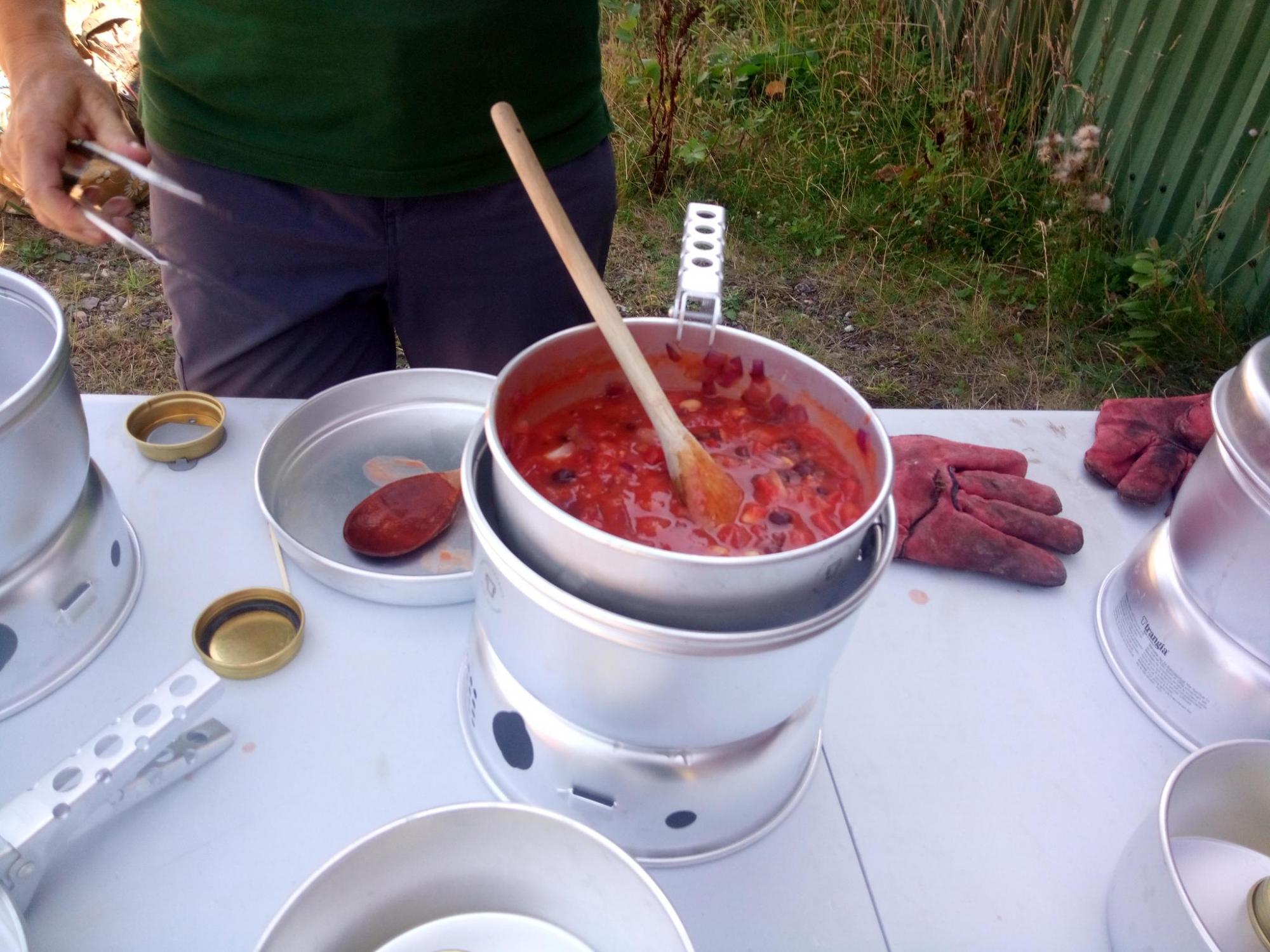 Casserole in a pot ready to be served.