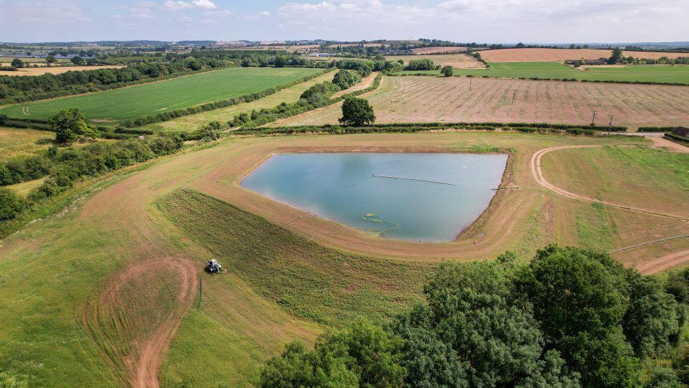 Aerial photo of the reservoir at the new tree nursery in Luddington 