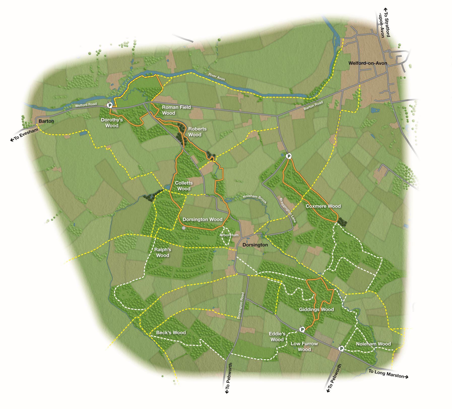 Map showing the Dorsington area of the Forest 