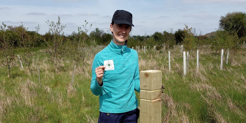 Volunteer Assistant Kelsey proudly installing a new fixed post in the Forest.