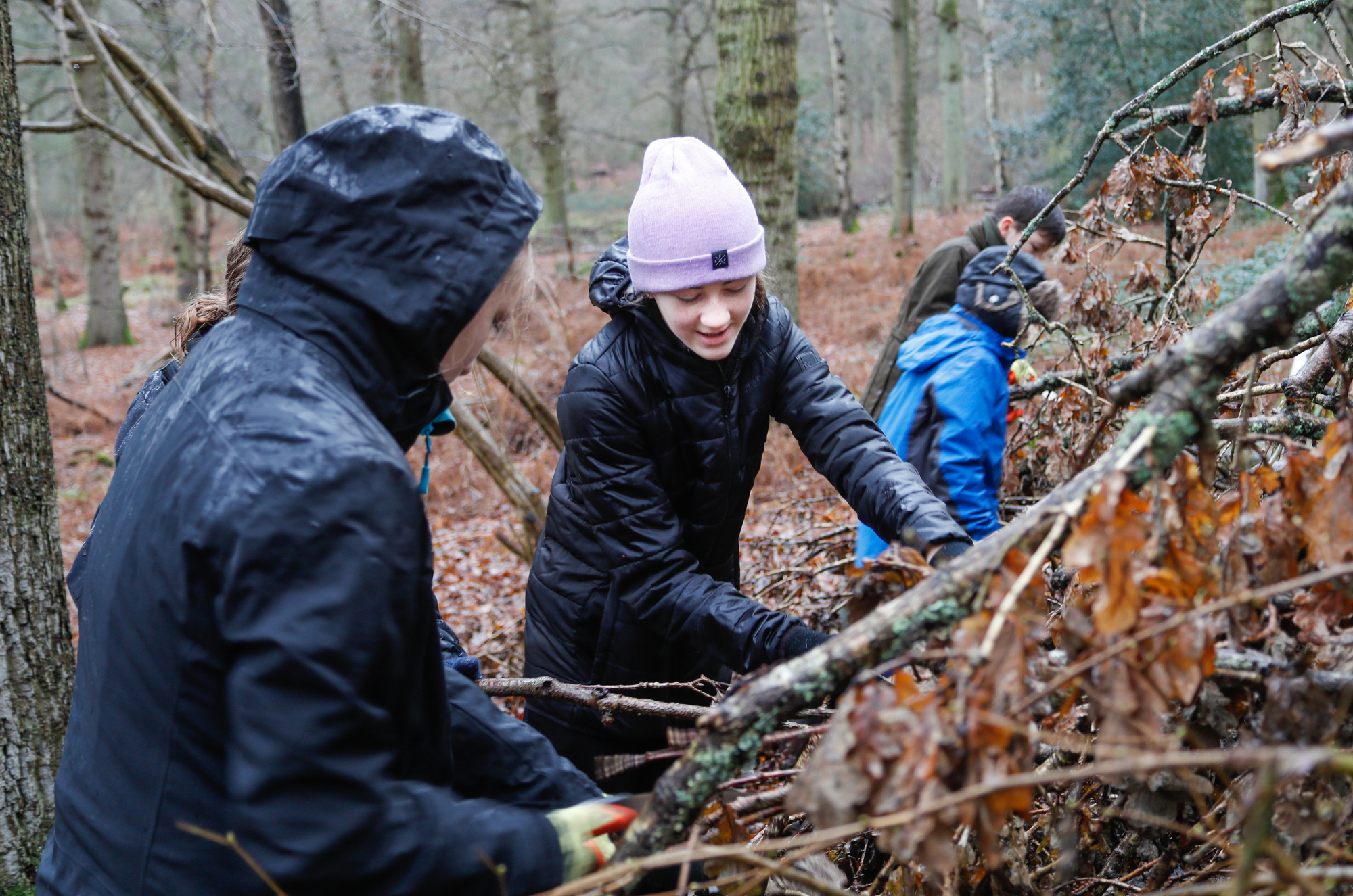 A couple of young foresters using tools in the Forest