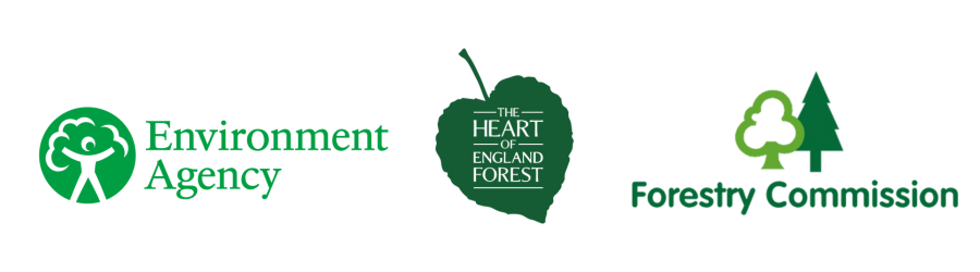 Environment Agency, Heart of England Forest and Forestry Commission Logo's all on display 