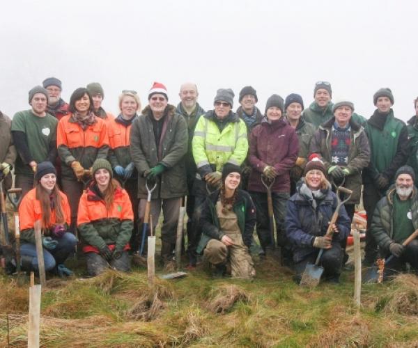 Our forestry team with our volunteers on tree-planting day
