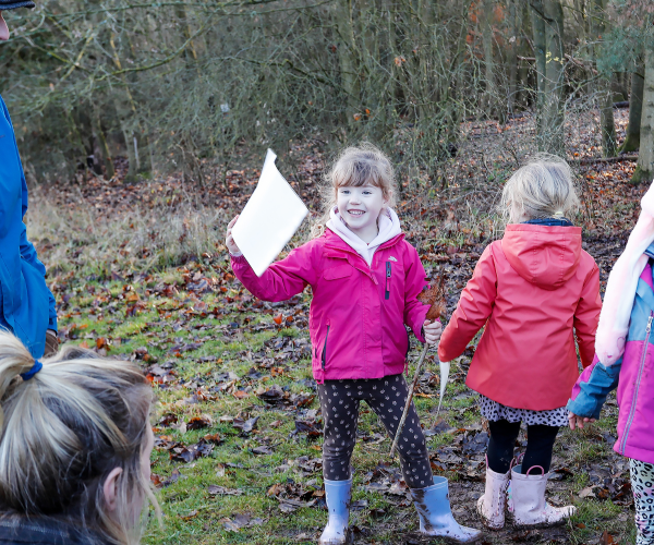 A group of mini foresters and parents in the Forest