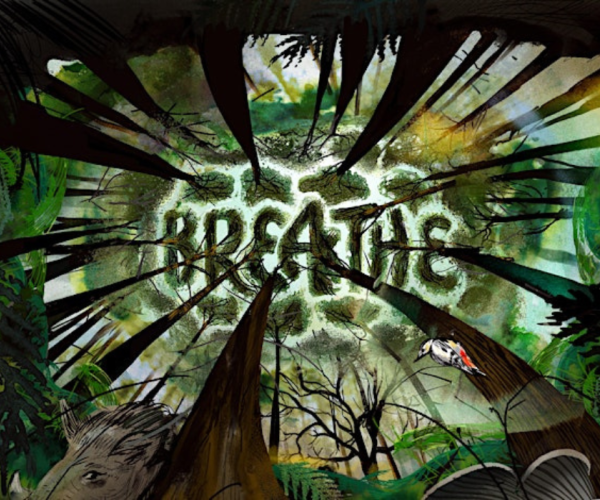 The illustrated logo for the production "Breathe"