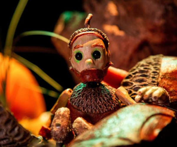 The acorn puppet in the production of "Breathe"