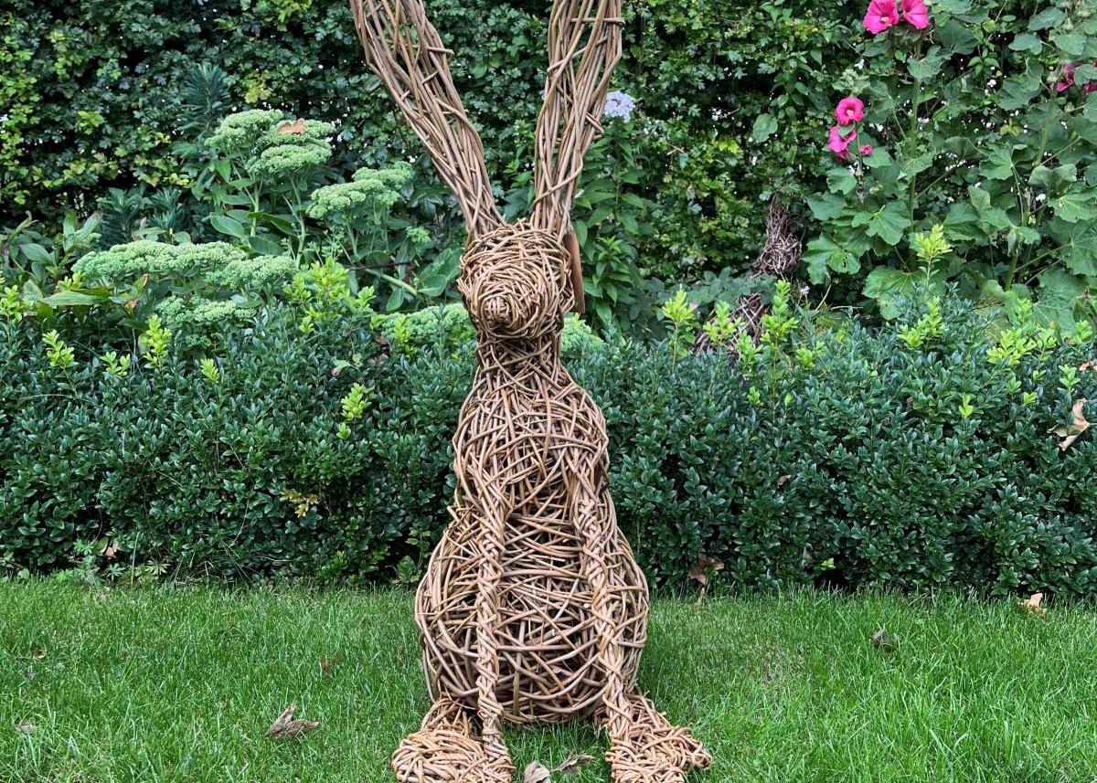 A handmade willow hare from a previous workshop