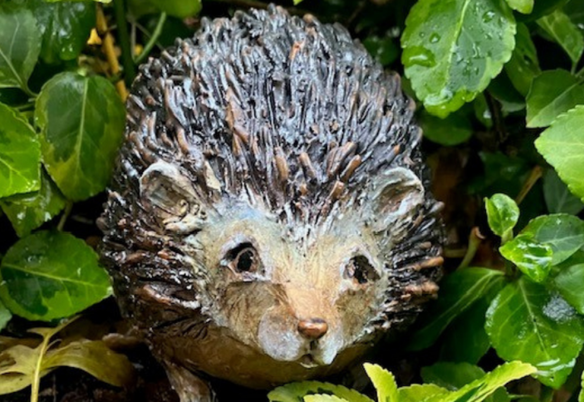A handmade ceramic hedgehog from a previous workshop