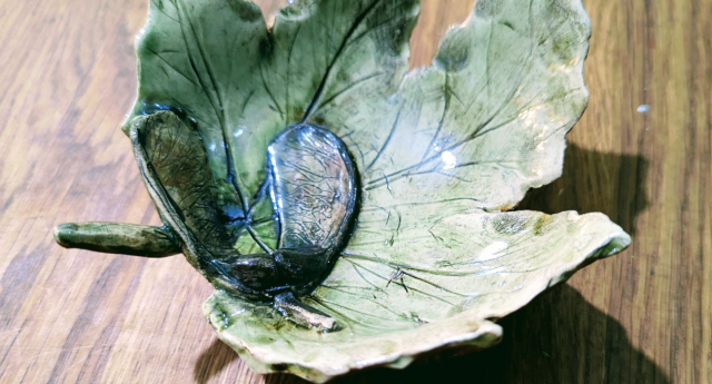 A leaf bowl made in Dave's workshop