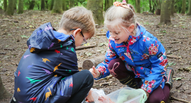 A couple of children having fun being creative at Middle Spernal