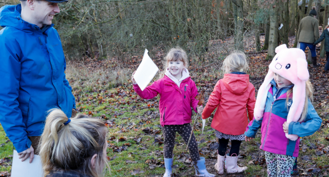 A group of Mini Foresters and parents exploring Gorcott Hill