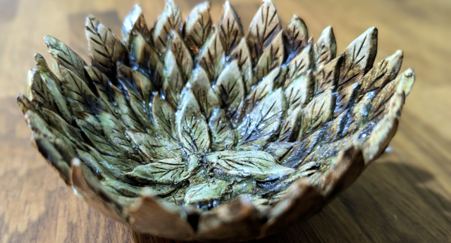 A leaf bowl made in Dave's workshop